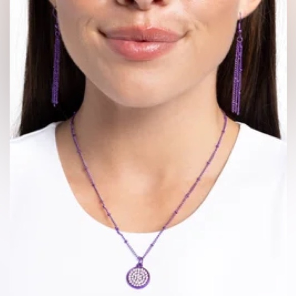 Purple Necklace and Earring Set